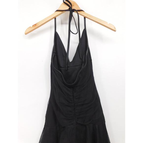 Jessica Mcclintock for Gunne Sax Whimsygoth Lace up Halter Dress Black Size 3/4 - Picture 4 of 7